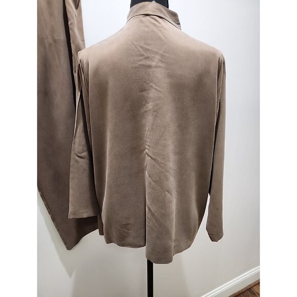 Eileen Fisher Silk Top & Pants Women Large Kimono Asian Bronze Gold 2 Piece - Picture 6 of 10